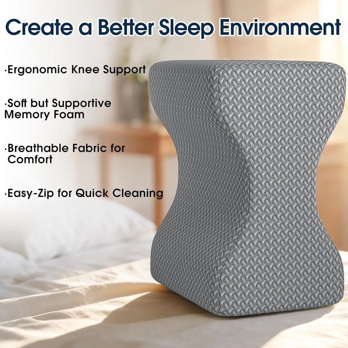 The Off Hours Knee Pillow in grey knit