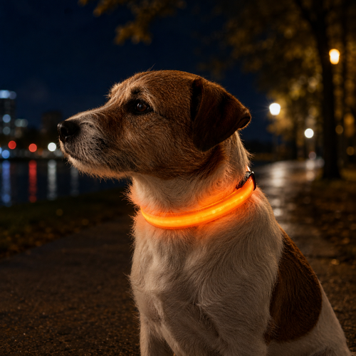 LED Light-Up Dog Collar — Night Safety Glow Collar, Adjustable Nylon, 7 Colors