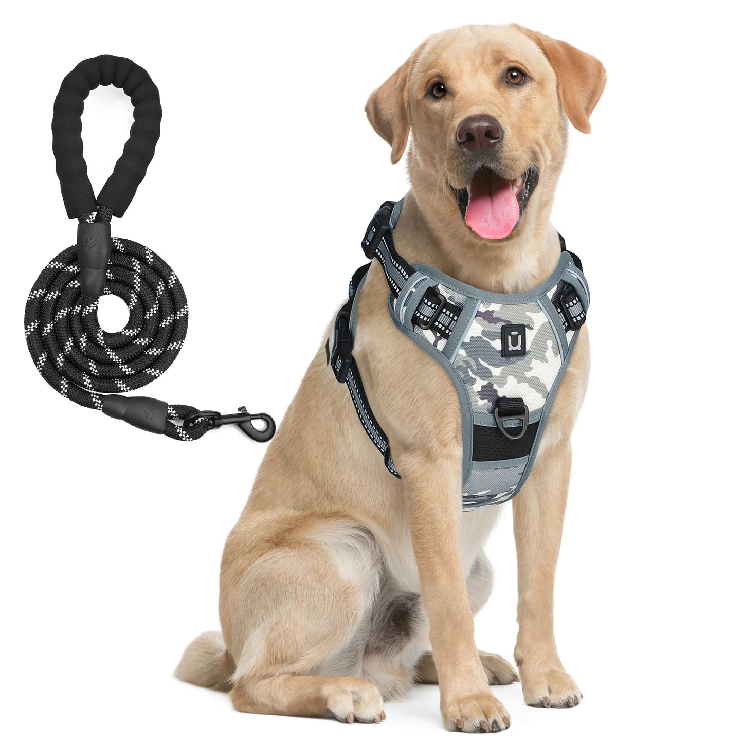 No-Pull Dog Harness & Leash Set — Escape-Proof Reflective Padded Vest with 5 ft Leash