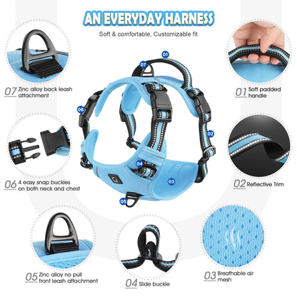No-Pull Dog Harness & Leash Set — Escape-Proof Reflective Padded Vest with 5 ft Leash