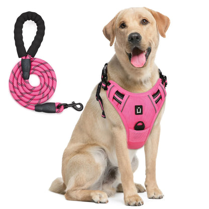 No-Pull Dog Harness & Leash Set — Escape-Proof Reflective Padded Vest with 5 ft Leash