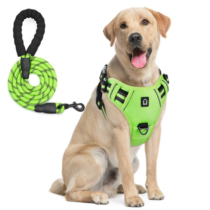 No-Pull Dog Harness & Leash Set — Escape-Proof Reflective Padded Vest with 5 ft Leash