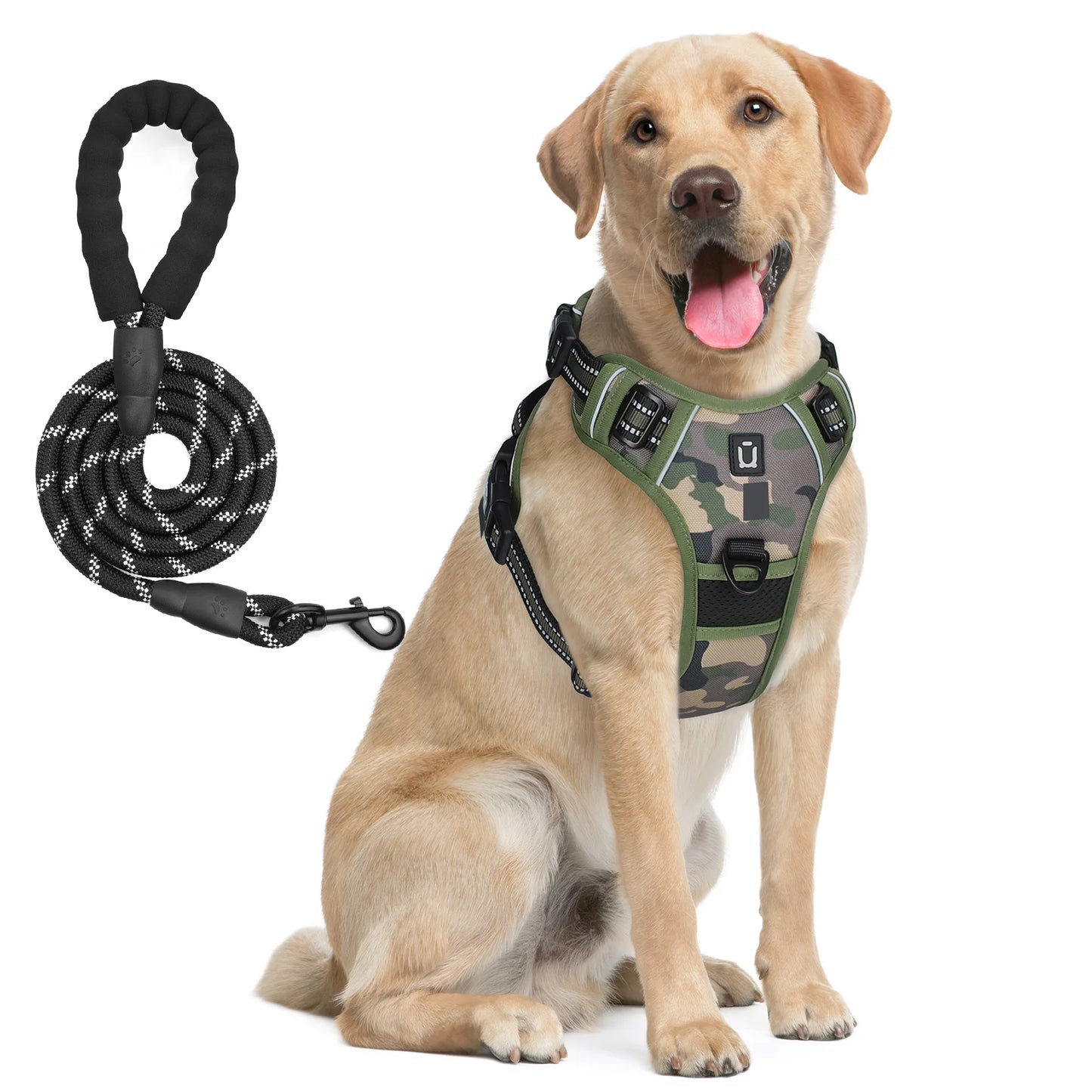 No-Pull Dog Harness & Leash Set — Escape-Proof Reflective Padded Vest with 5 ft Leash