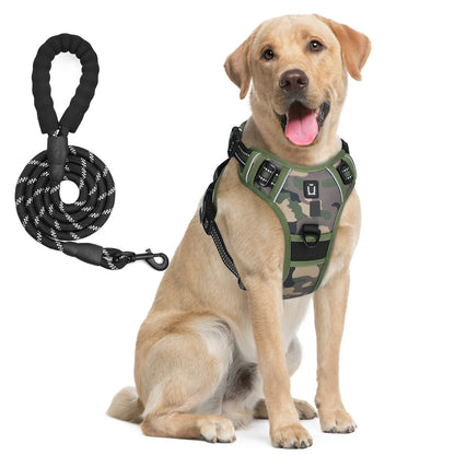 No-Pull Dog Harness & Leash Set — Escape-Proof Reflective Padded Vest with 5 ft Leash