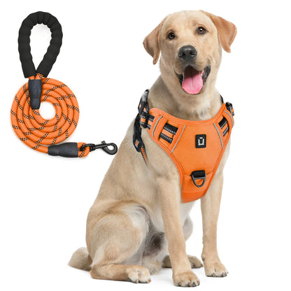 No-Pull Dog Harness & Leash Set — Escape-Proof Reflective Padded Vest with 5 ft Leash