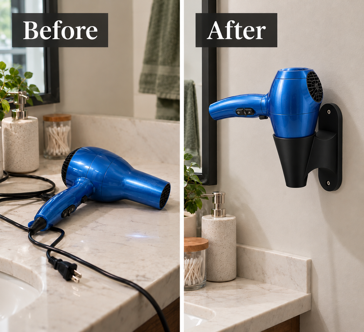 DryDock Wall Mounted Hair Dryer Holder